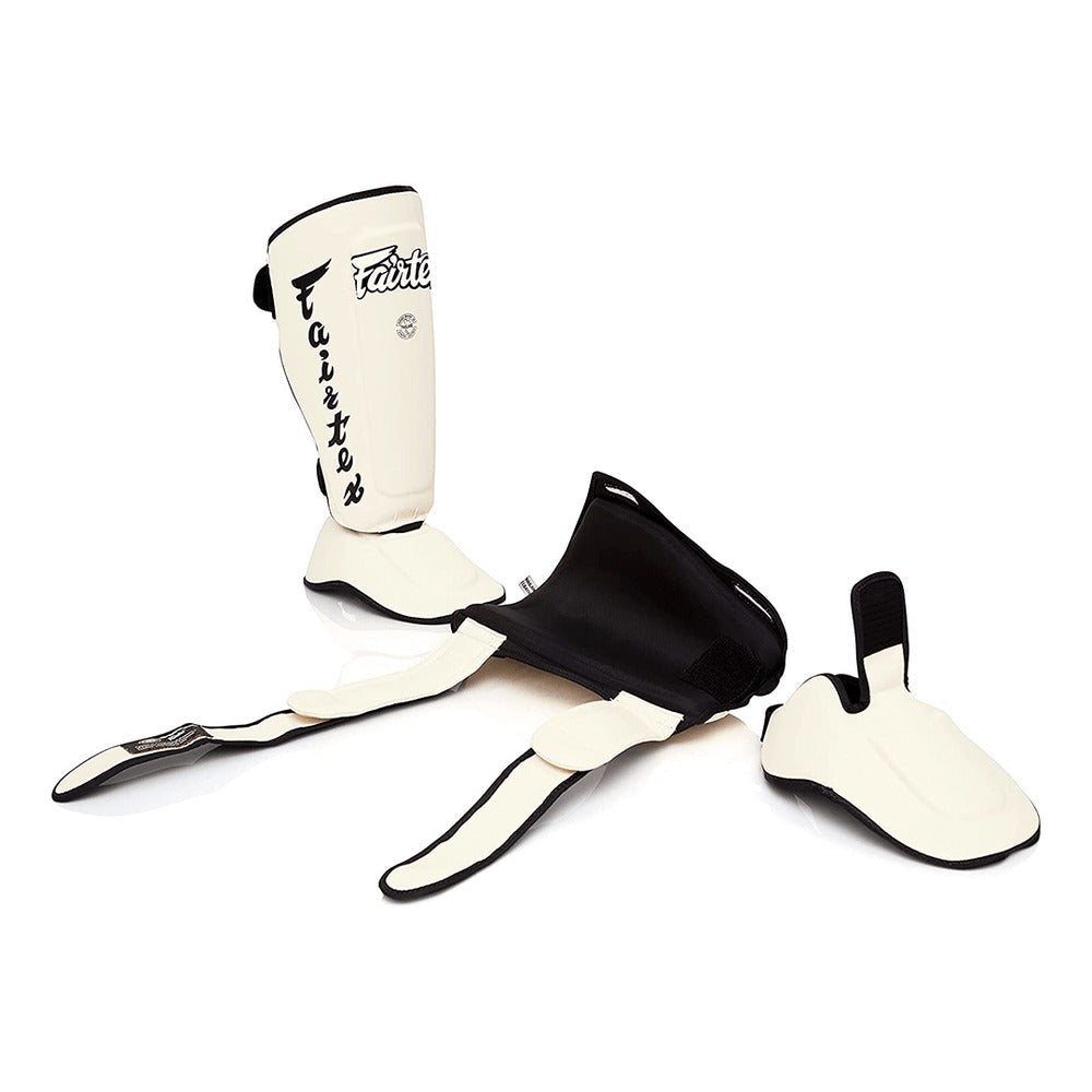 Fairtex SP7 Twister Detachable Shin Guards - White
