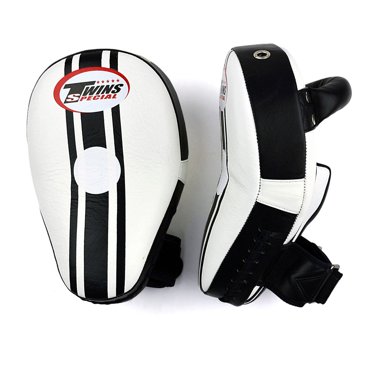 Twins Special KPL11 Curved Leaf-Shape Kick Pads - White-Black