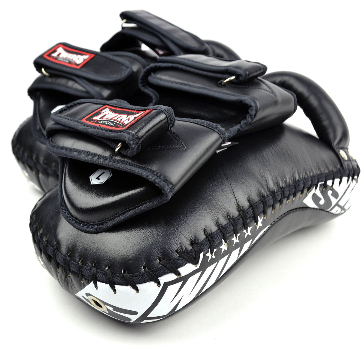 KPL12 Twins Deluxe Curved Leather Kick Pads Black