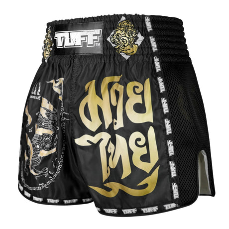 TUFF Muaythai Shorts Retro Style - MSC117 - Singha Yantra with War Flag